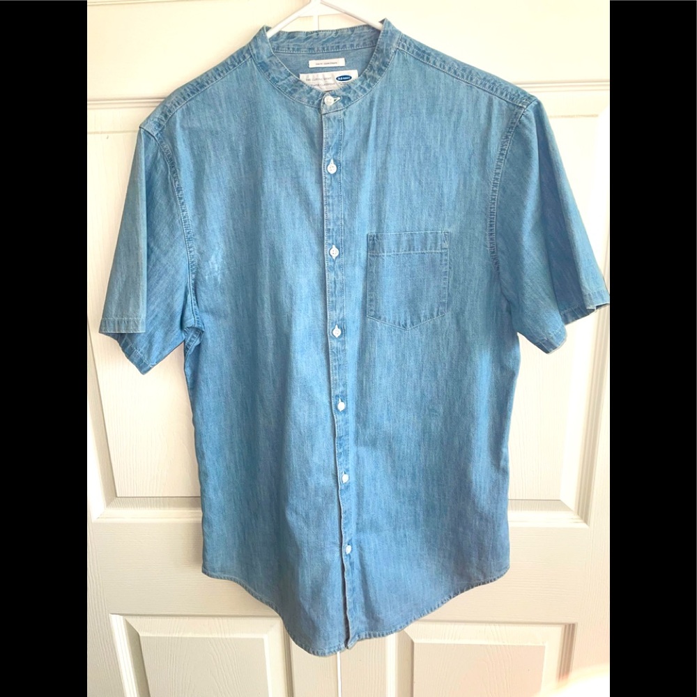 Classic Denim Short Sleeve Button Up Shirt